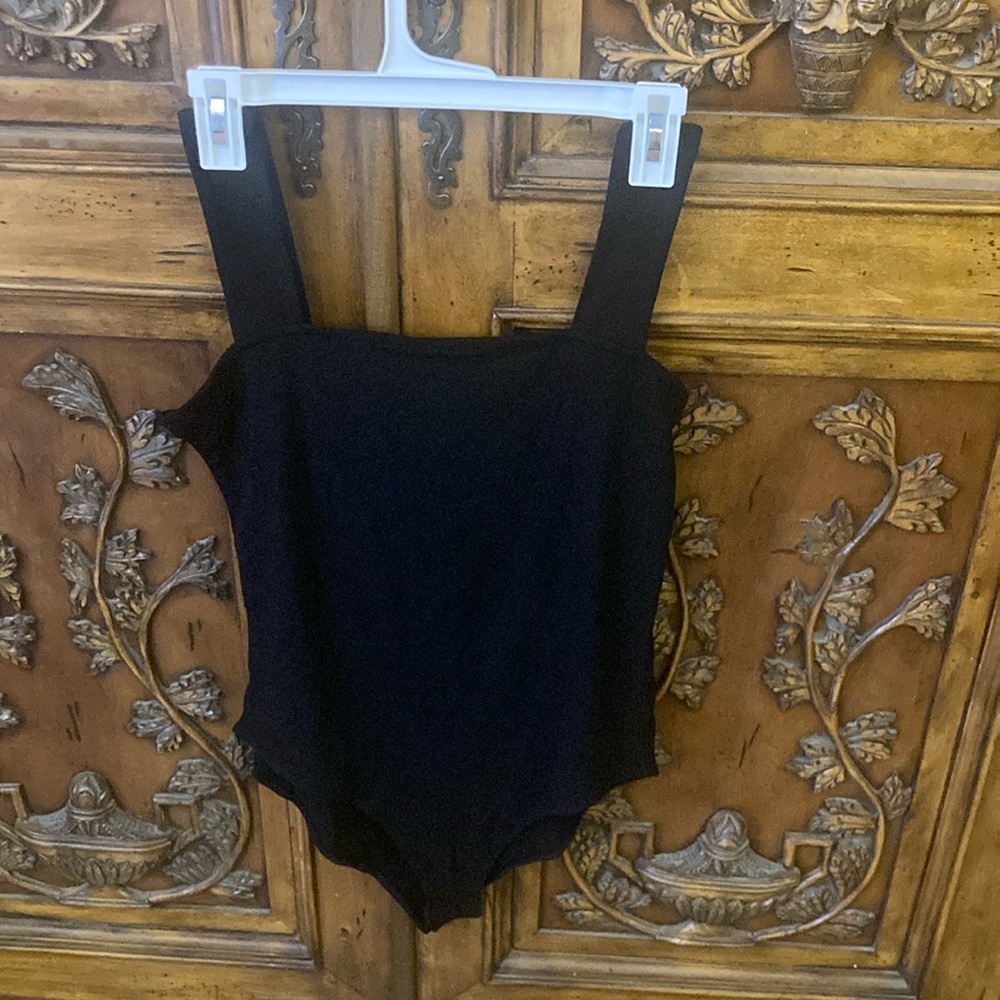 NWT Mangopop Classic Black Bodysuit with Square Neckline Size XL